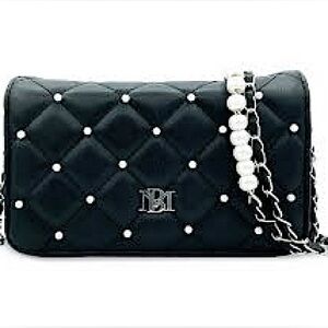Badgley Mischka | Quilted Crossbody Bag With Pearl Accents - Black - NWT